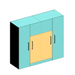 Modern Four-Door Wardrobe with Two-Tone Panels and Handles – 3D Model