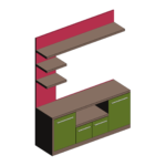 Modern TV Unit with Wall-Mounted Shelves and Storage Cabinets – 3D Model